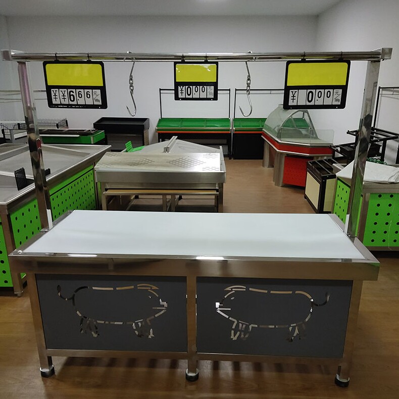 不锈钢分割台挂肉架剁骨台杀鱼台操作台超市设备厨房设备定制专拍