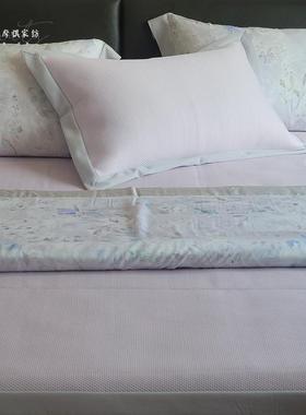 紫色冷循环华夫格冰丝软凉席三件套可水洗夏季凉感席子