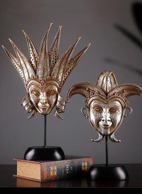 欧式复古面具摆件红酒架桌面客厅创意家居隔断装饰品摆设工艺品