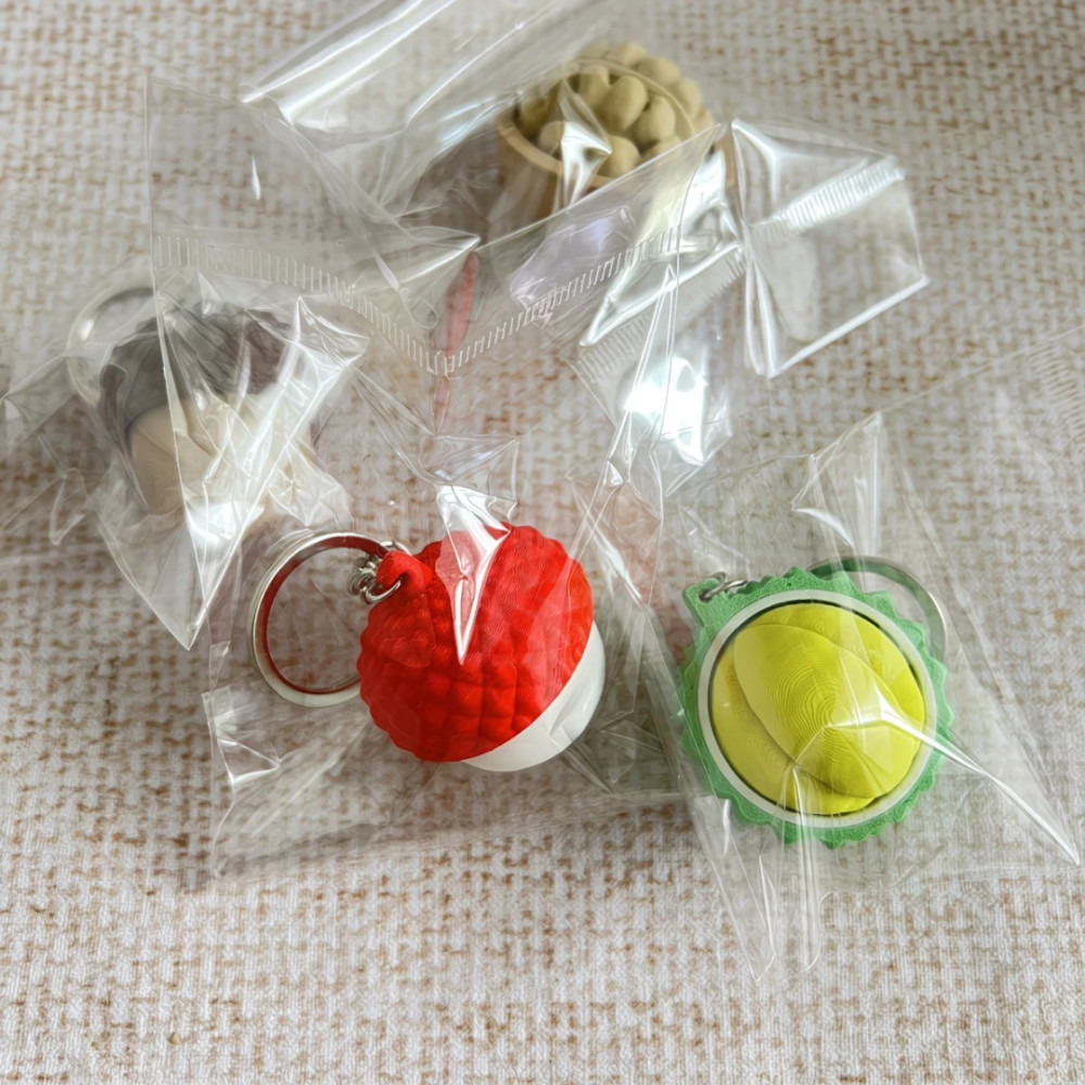 3D打印解压玩具榴莲荔枝核桃钥匙扣小玩意