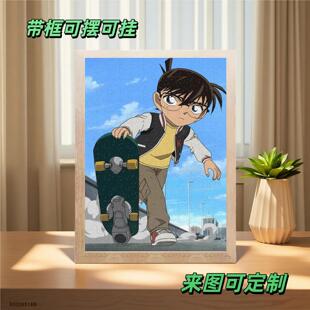 柯南周边木质积木拼图现货1000片带框可挂墙高颜值摆件生日礼物