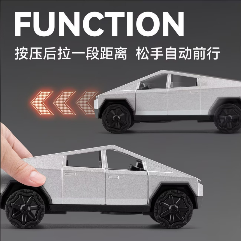 1:36赛博皮卡拖挂房车合金车模儿童玩具男孩仿真回力车摩托机车模