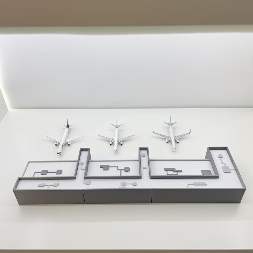 1:400机场航站楼3d打印微缩模型建筑摆件Q版飞机场景地台