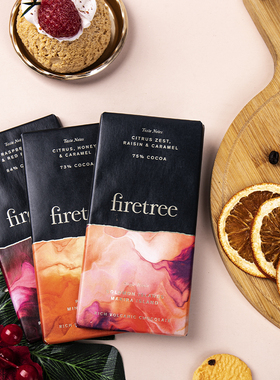 英国高端进口FireTree火树100%无糖黑巧克力所罗门岛零食排块礼物