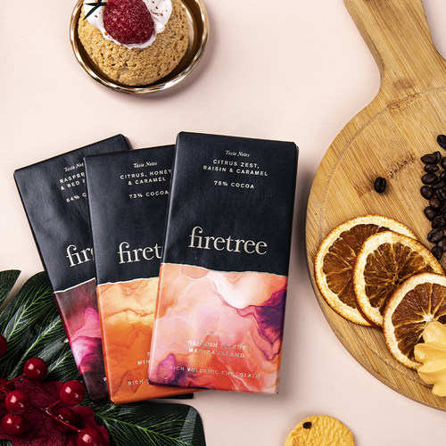 英国高端进口FireTree火树100%无糖黑巧克力所罗门岛零食排块礼物