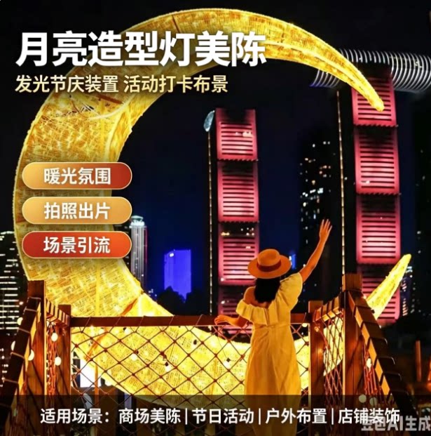 中秋发光月亮气模巨型打卡引流