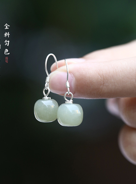 和田玉耳环女晴水耳饰小众设计