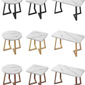 奶茶店桌椅咖啡厅洽谈仿大理石圆方桌子甜品店小吃快餐店餐桌组合