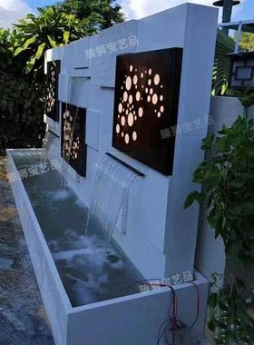 流水墙别墅花园入户庭院落地摆件屏风院落景观水系鱼池瀑布水幕墙