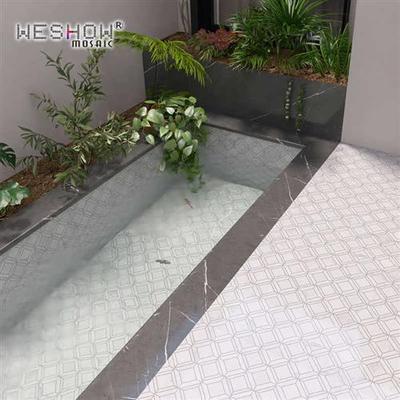 水池花台马赛克瓷砖白色防滑大理石石材背景墙鱼池花坛卫生间墙砖