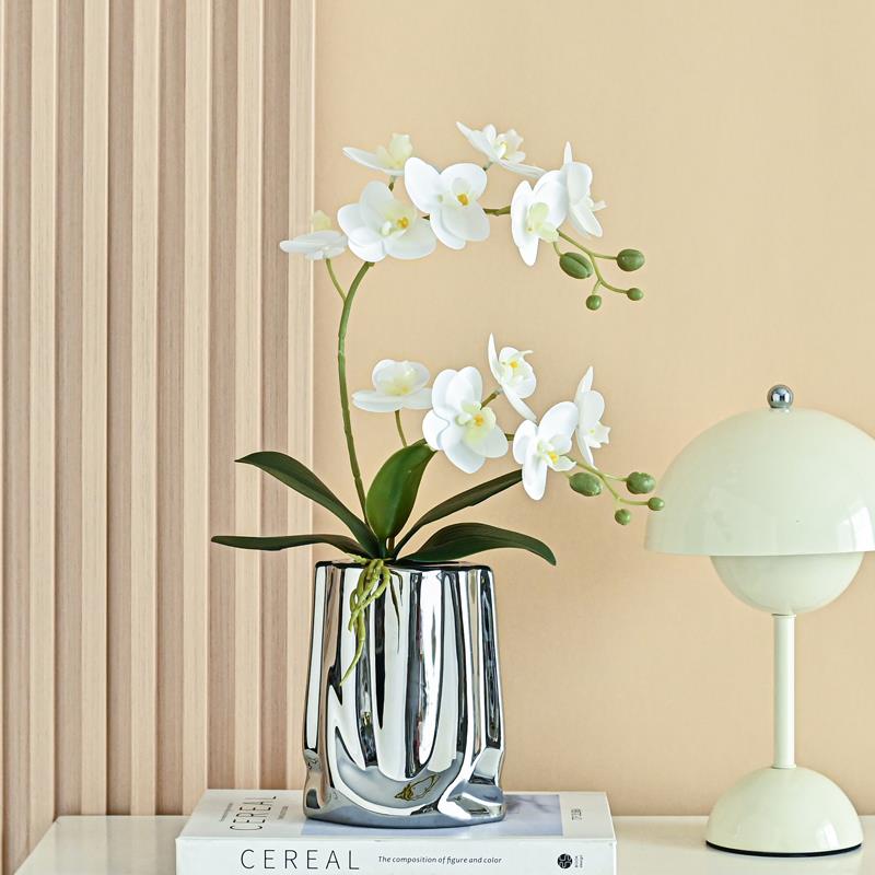 蝴蝶兰仿真花绢花摆件家居客厅装饰花室内假花摆设电视柜干花花束