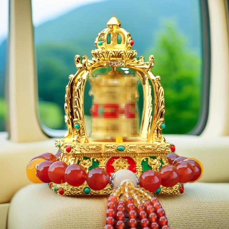 太阳能合金时来运转汽车中控台摆件车载招财转金轮创意车内饰品