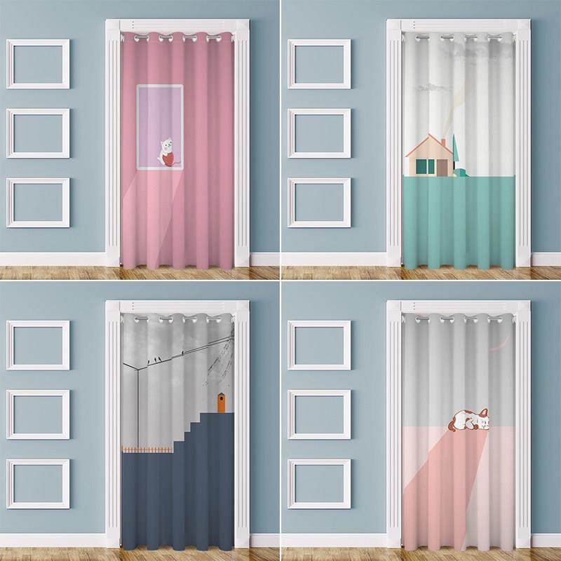 中式风景门帘简约厨房隔断帘卧室空调隔热挡风家用卫生间遮挡布帘,居家布艺,门帘,淘宝优惠券,粉丝福利购,淘宝优惠卷