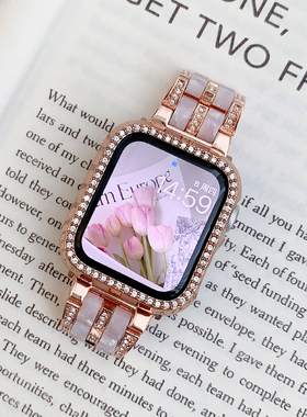 两全适用iwatch表带苹果手表s11表带applewatch10/9/8/7/6/5/se2代金属镶钻创意小香风40/41/42/45mm新款女生