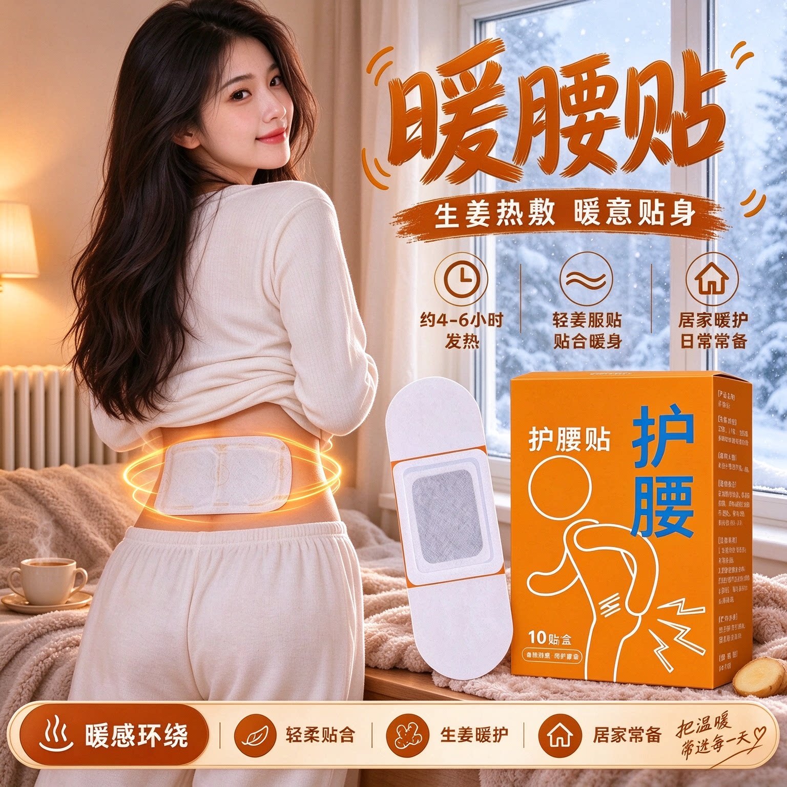 【温灸热敷】腰部防护生姜暖腰贴艾灸热敷护腰贴腰部防护用品