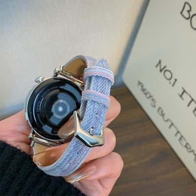 适用三星Galaxywatch8表带7代fit3渐变牛仔贴皮watch6/5/Active新