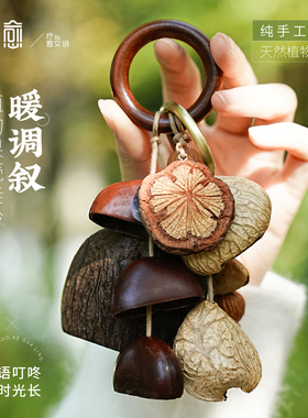 云愈天然植物果壳手摇铃钥匙挂件手工制作背包车挂装饰治愈礼物