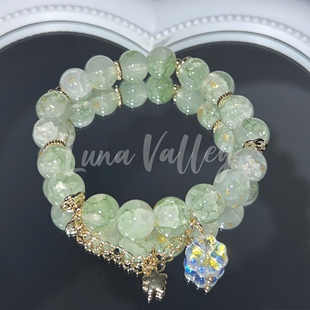 Luna Valley｜四叶浅春 原创琉璃珠四叶草幸运茶色星星手串手链
