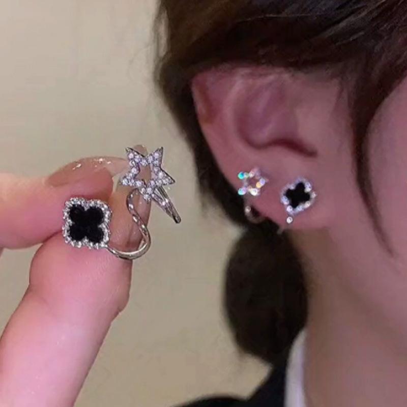 四叶草五角星耳钉高级感
