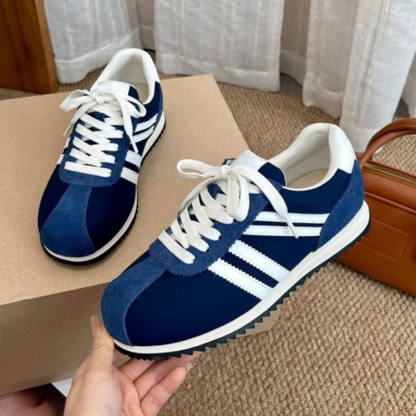 NEWBAILY阿甘鞋复古德训鞋女款2025秋冬季新款百搭平底运动休闲鞋