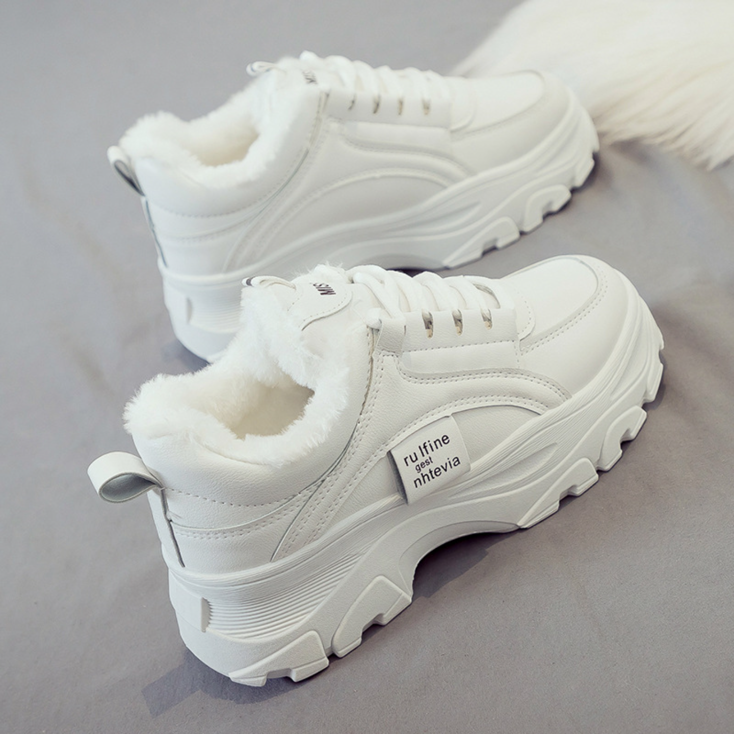 NEWBAILY百搭舒适老爹鞋女款2025年秋冬季新款厚底增高运动小白鞋