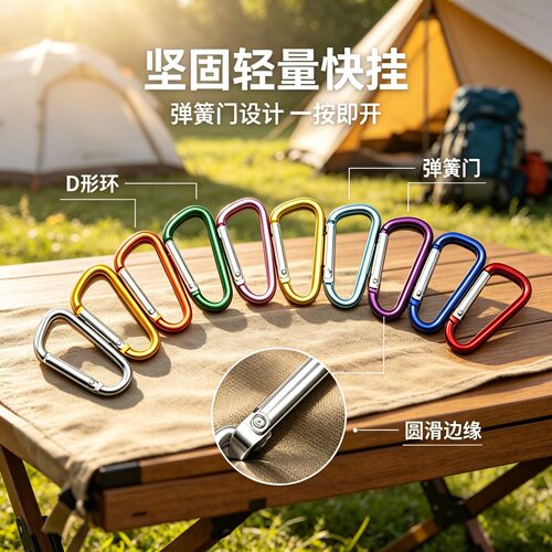 彩色5号D型铝合金户外登山扣