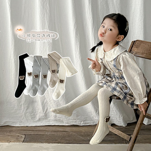 女童连体袜侧麻花中大童舞蹈连裤 袜 女童打底裤 小熊打底袜2026春季