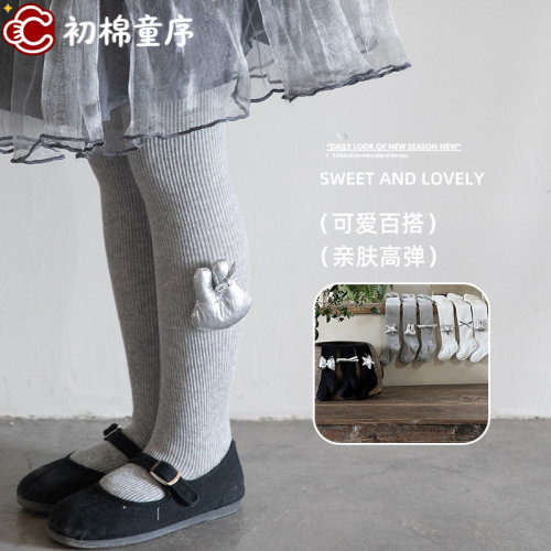 女童连裤袜春秋薄款棉质