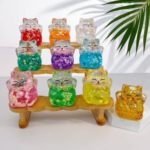 【水果切片夜光招财猫】10个颜色办公室桌面卡通树脂配件DIY