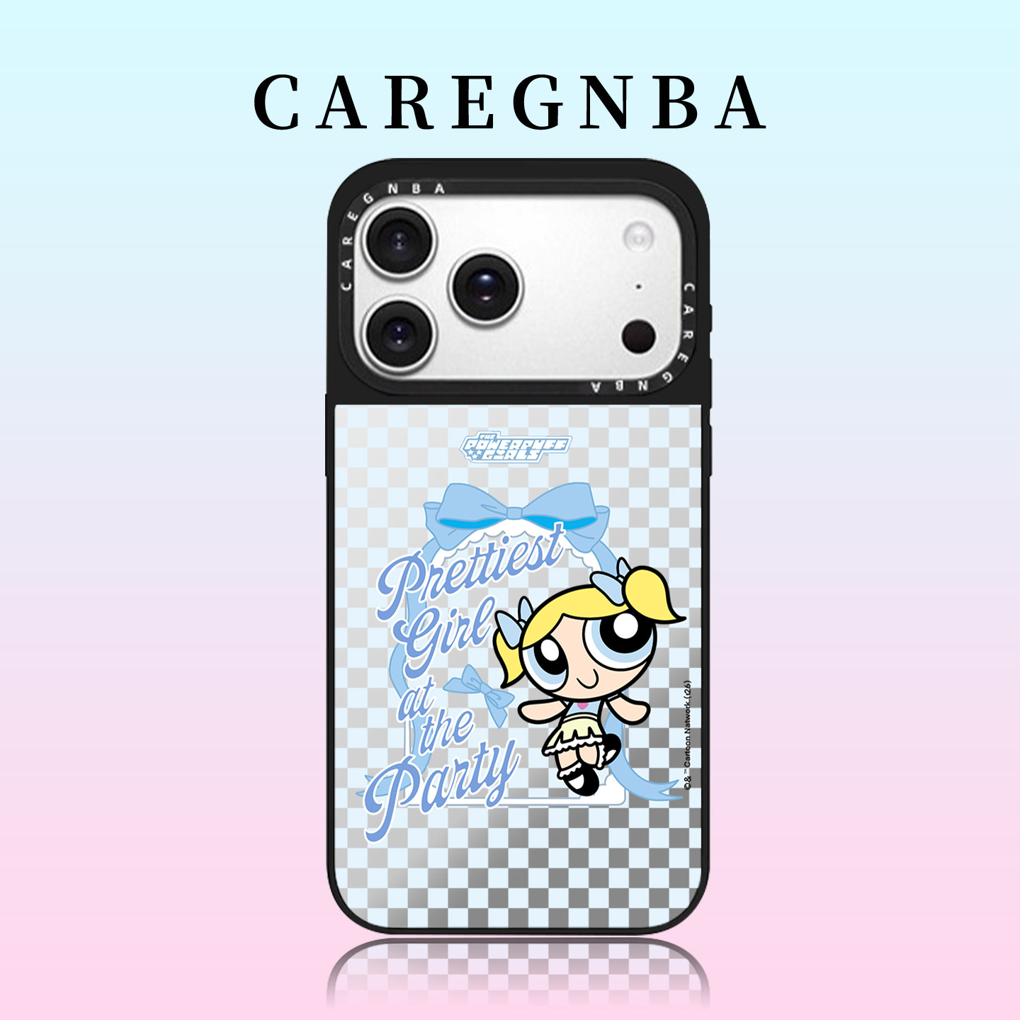 CAREGNBA蓝色格纹飞天小女警系列适用苹果17ProMax手机壳新款iPhone16pro超好看15plus防摔14情侣13/12女11XR
