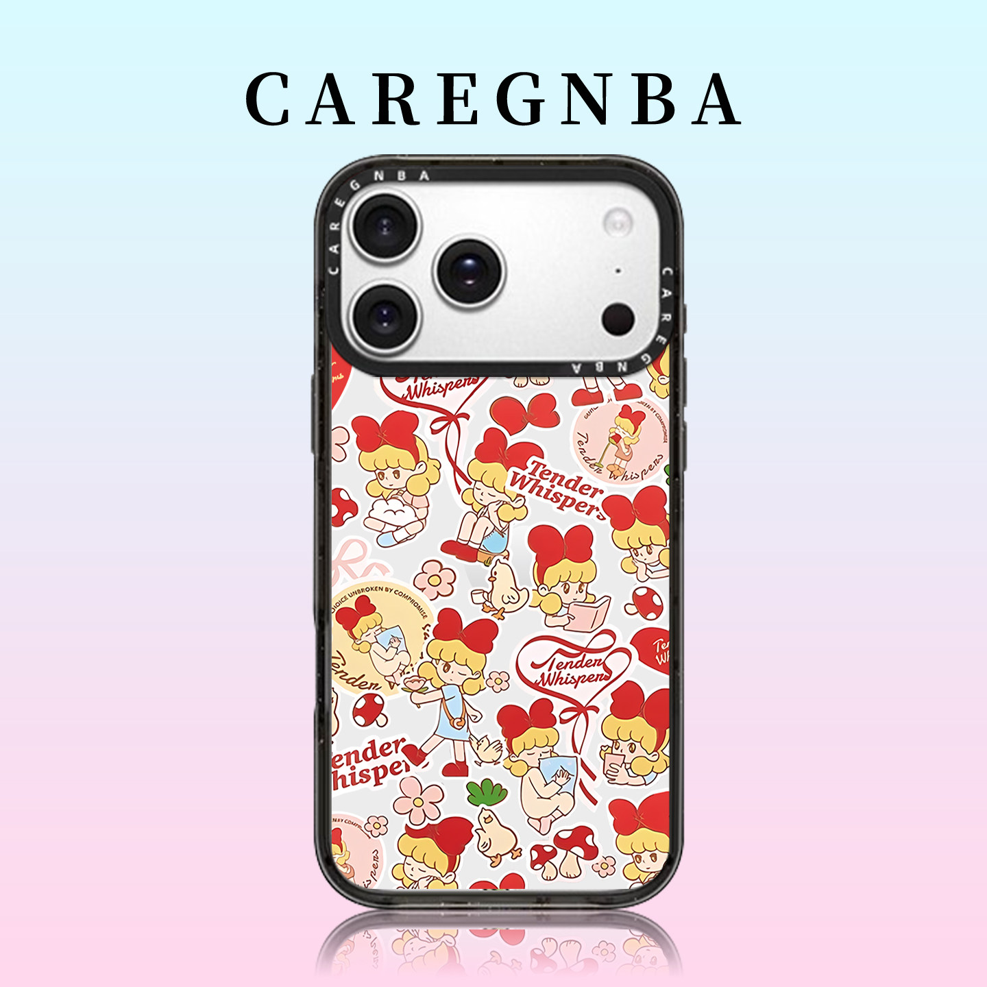 CAREGNBA联名捧花少女系列适用苹果17ProMax手机壳iPhone16pro少女心事贴纸15plus可爱14小众12防摔11创意13