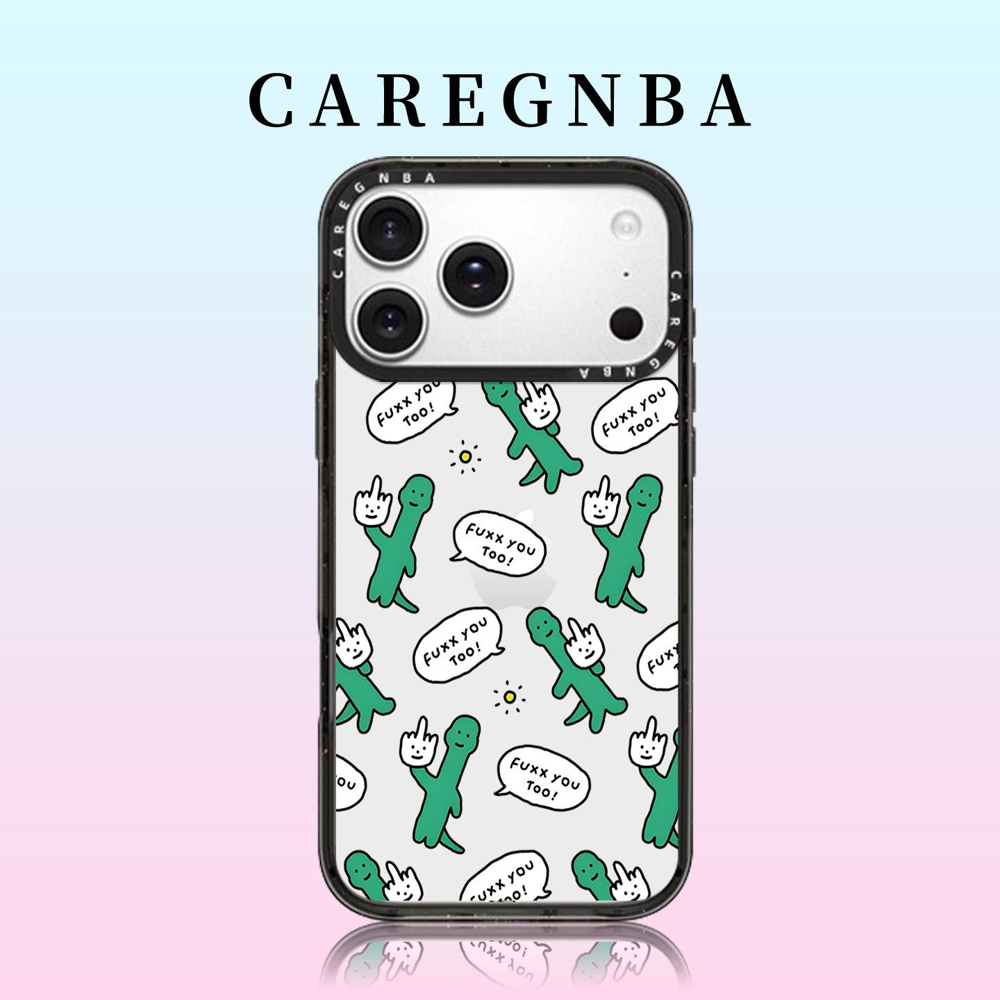 CAREGNBA满屏中指恐龙适用苹果17ProMax手机壳新款iPhone16pro超可爱15plus14全包ai键13防摔12创意11小众xs