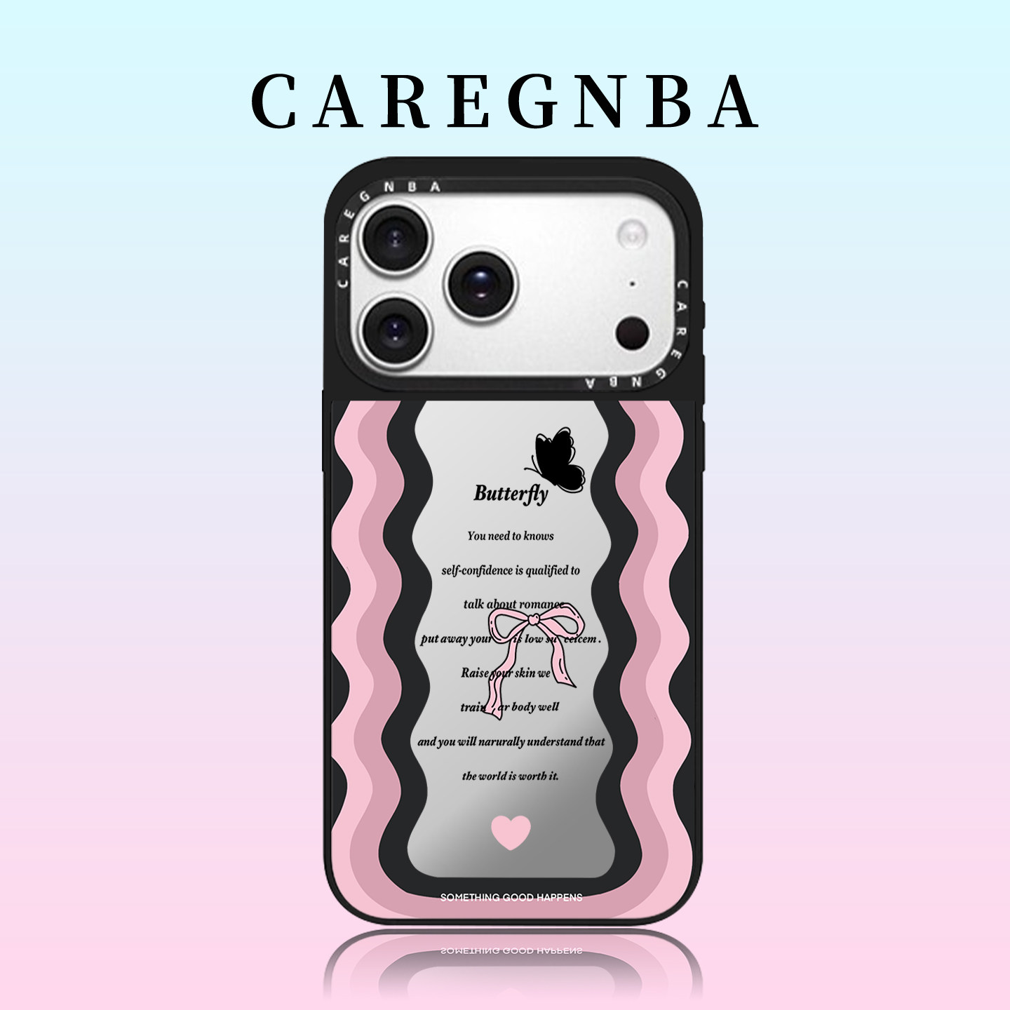 CAREGNBA镜面MagSafe磁吸波浪蝴蝶结适用苹果17ProMax手机壳iPhone16pro全包15plus防摔14女13网红12新款11套