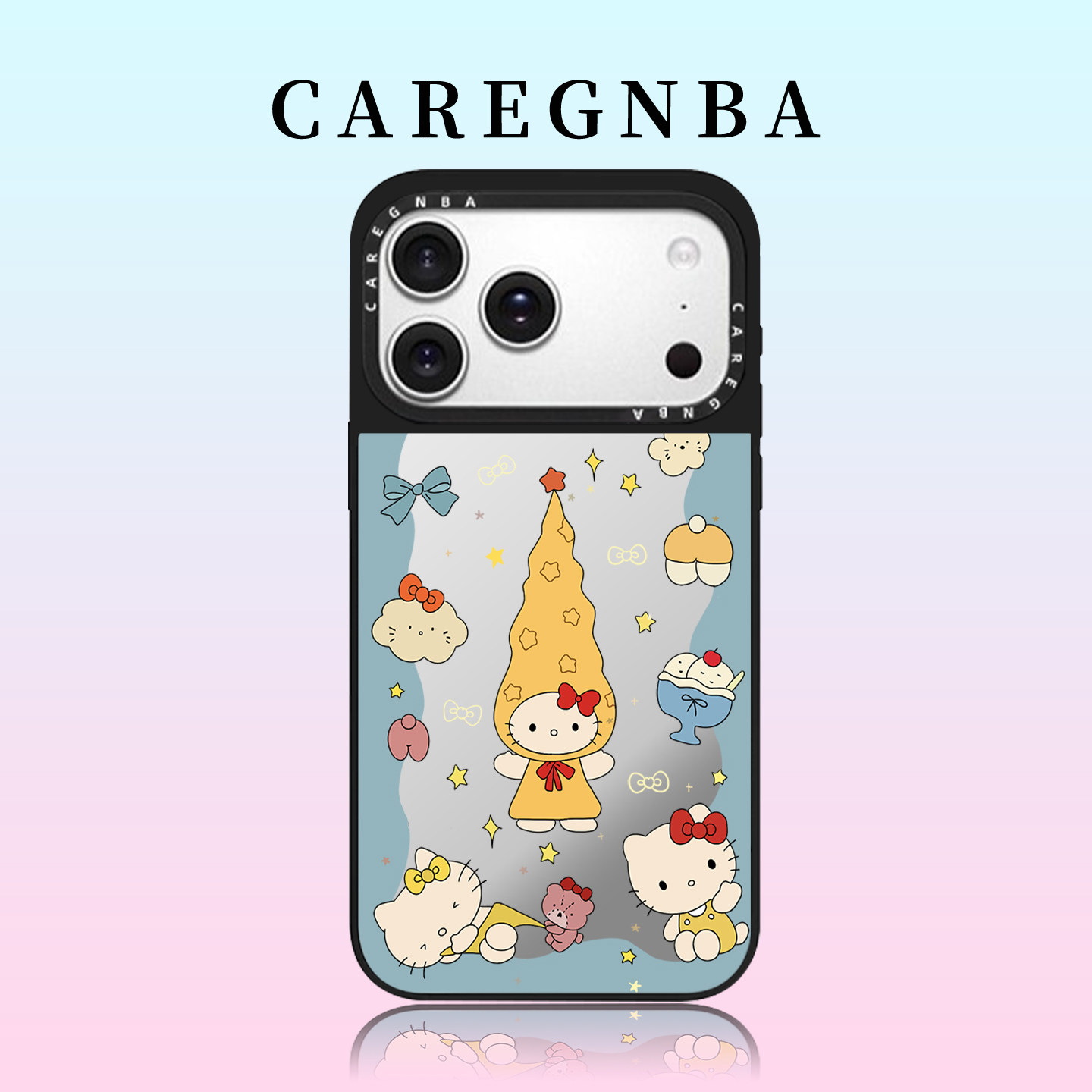 CAREGNBA联名蓝色Kitty猫适用苹果17ProMax手机壳新款iPhone16pro亚克力15plus可爱14拍照键全包12防摔11女13