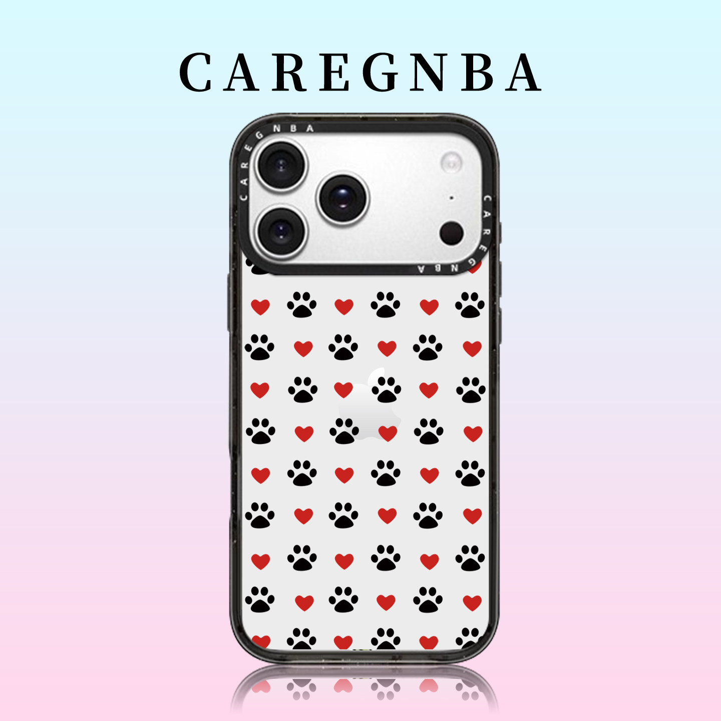 CAREGNBA满屏小狗爪子熊适用苹果17ProMax手机壳新款iPhone16pro亚克力15plus可爱14女12防摔11创意13镜面XR