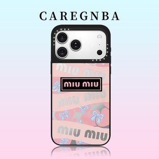 CAREGNBA联名MIUMIU粉色适用iPhone17ProMax手机壳苹果16plus透明15pro亚克力14全包13防摔12网红11明星女款