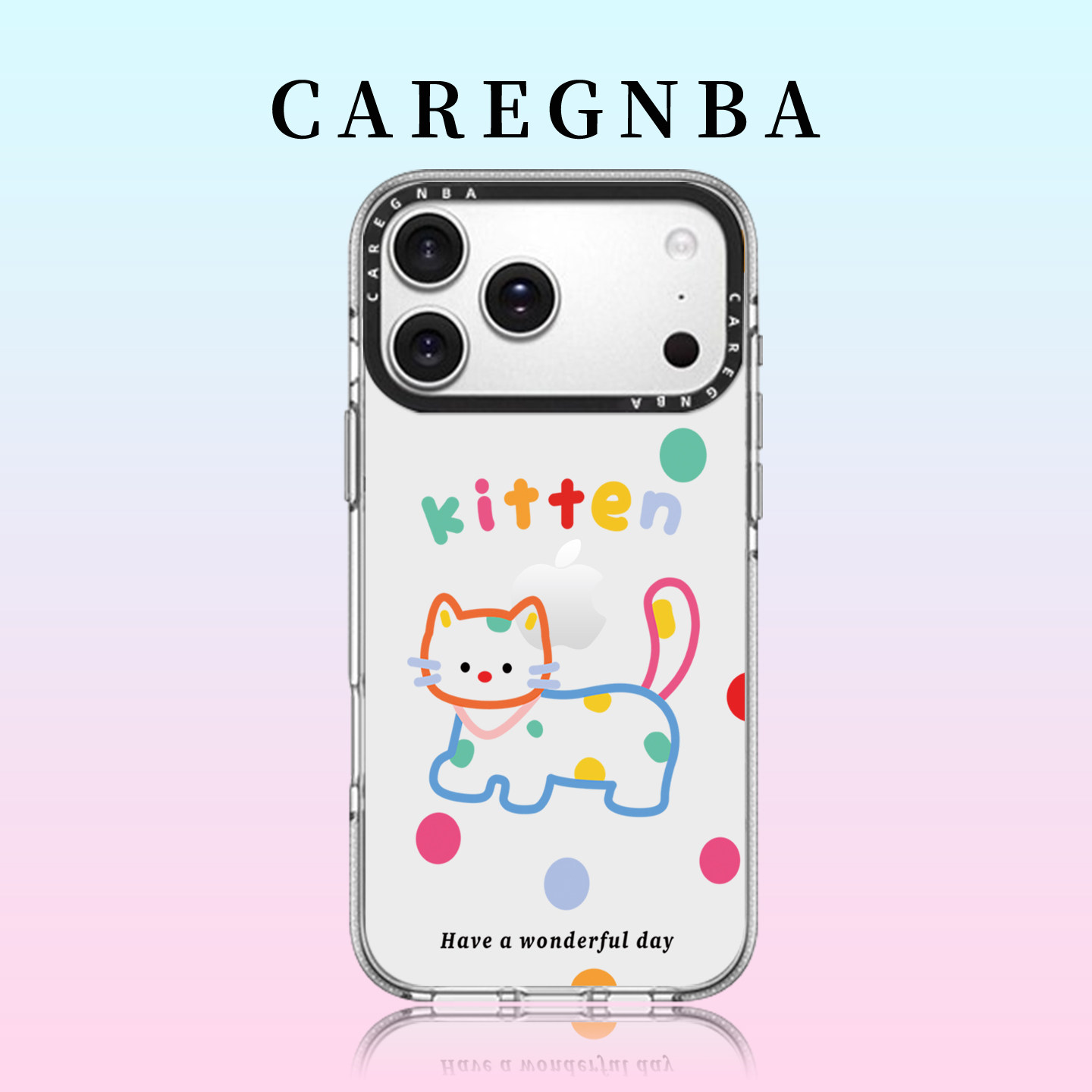 CAREGNBA联名彩色波点猫咪适用苹果17ProMax手机壳新款iPhone16pro高级感15plus创意14/13/12甜美少女11磁吸
