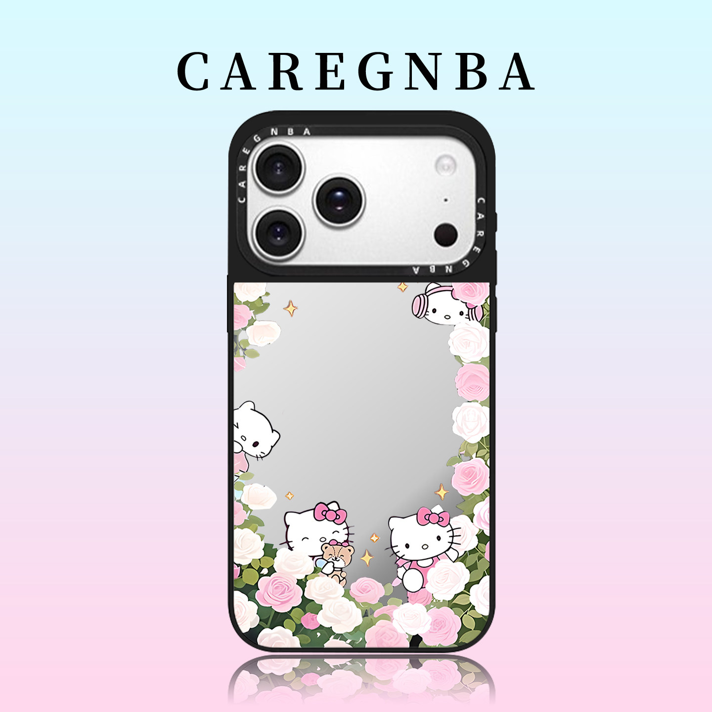 CAREGNBA联名花朵凯蒂猫适用苹果17ProMax手机壳新款iPhone16pro巨好看15plus可爱14卡通镜面12防摔11创意13