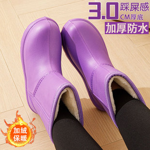 女 外穿防滑毛绒一体加厚保暖中筒防水棉鞋 加绒雪地靴冬季 2025新款