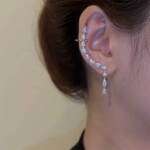 耳钉耳骨夹一体式耳环女小众轻奢高级感银色流苏个性创意时尚耳饰