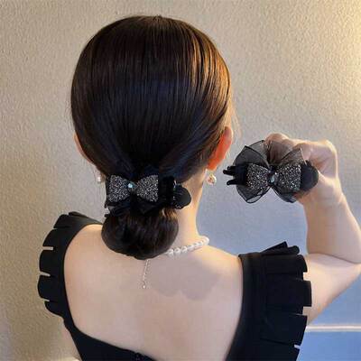 蝴蝶结丸子头马尾高级感抓夹
