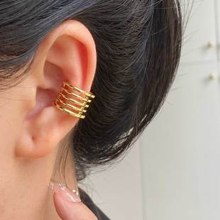 简约小众金色五层环状无耳洞耳骨夹耳夹个性气质耳饰2025新款爆款