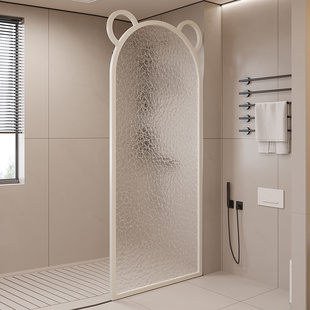 25年新款奶油风小熊厕所玻璃屏风卫生间马桶遮挡干湿分离浴室隔断