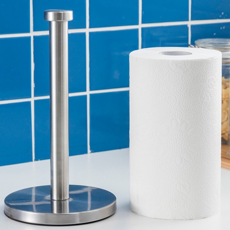 不锈钢厨房纸巾架立式抹卷纸收纳架桌面纸卷底座免打孔保鲜膜支架