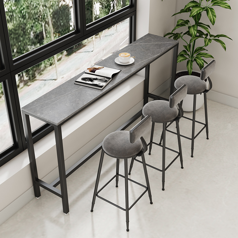岩板阳台吧台桌椅客厅靠墙桌子奶茶店高脚桌窗边酒吧长条桌窄家用