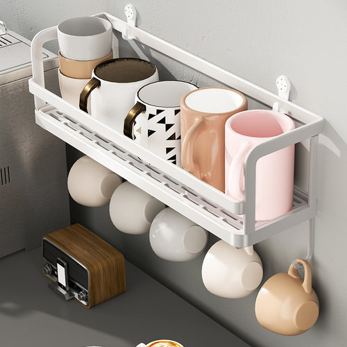 厨房杯架子置物架壁挂式水杯子放置茶杯墙上免打孔挂墙收纳储物
