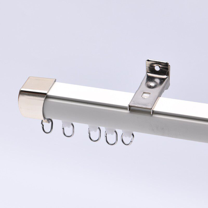 铝合金窗帘轨道直滑轨窗帘杆双轨单轨道滑轨滑轮滑道导轨顶装侧装