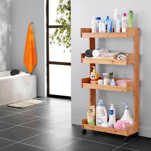 缤舍 厨房置物架客厅阳台花架可移动卫生间浴室收纳架多层书架子