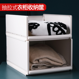 收纳盒塑料衣橱收纳神器分层架大号整理收纳箱 衣柜分层隔板抽屉式
