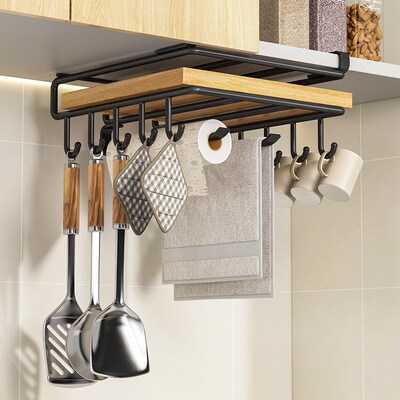 砧板架案板菜板放置架厨房挂钩架免打孔抹布置物架吊柜下挂架收纳